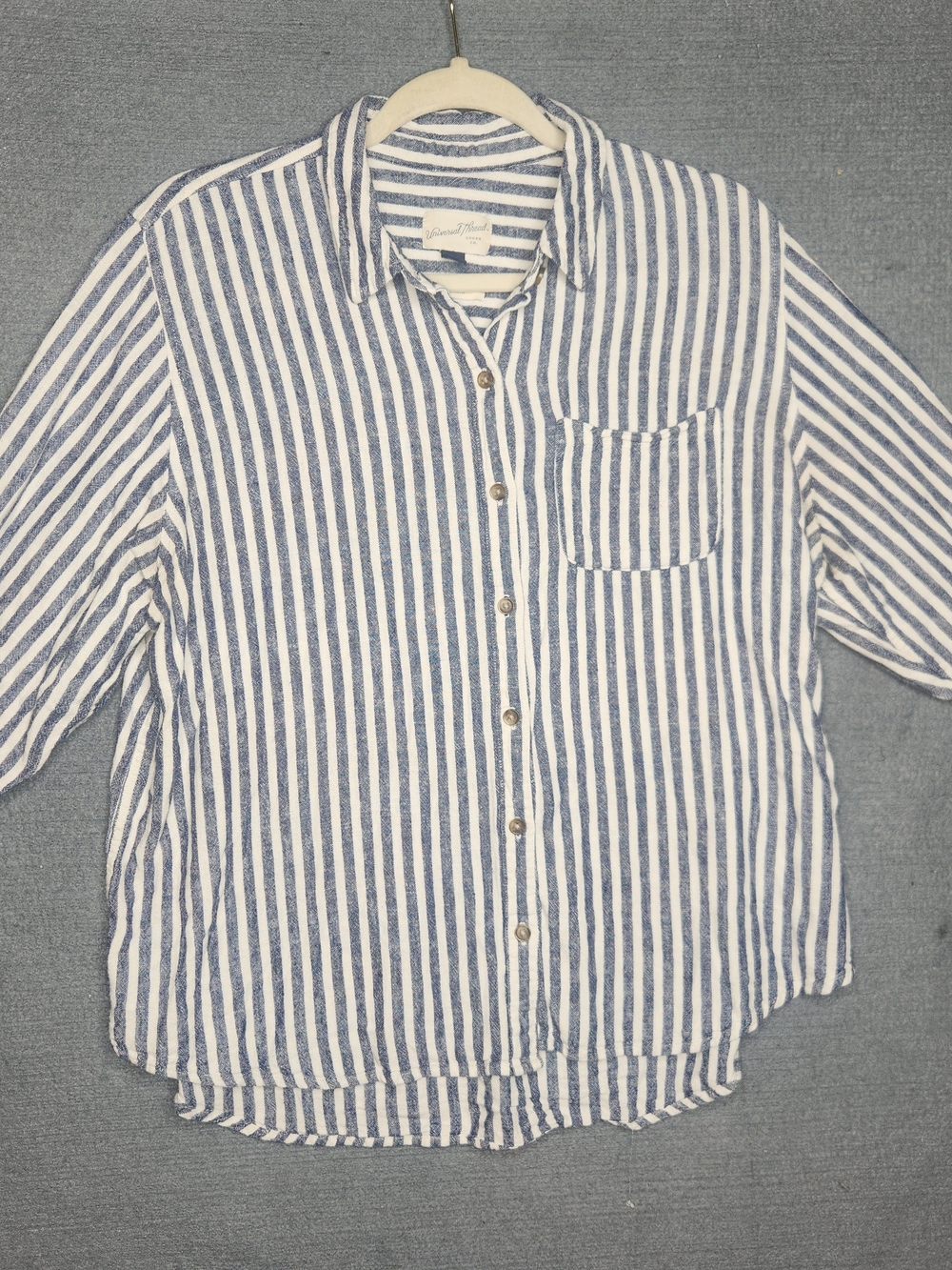 Universal Thread Navy and White Striped Button-Up Shirt